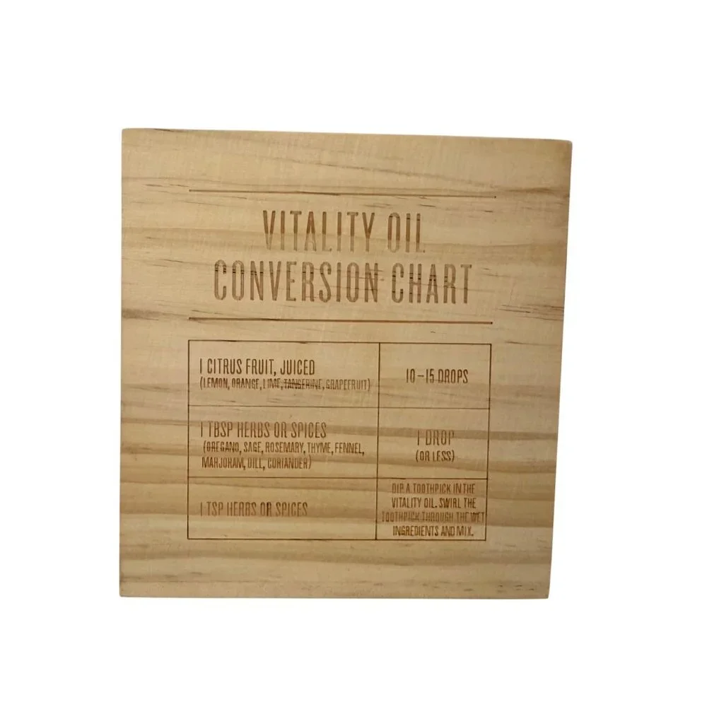 YOUNG LIVING ESSENTIAL OIL SEED TO SEAL WOOD DISPLAY ORGANIZER W CONVERSION CHRT